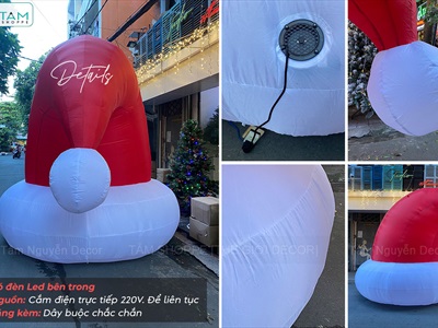 Nón Noel siêu to bơm hơi [Cao 2m - 3m - Căng đẹp] BOMHOI-X-07